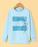 Olio Kids Cotton Knit Full Sleeves Sweatshirt with Text Print & Embellished Floral Design - Sky