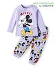 Babyoye Disney Single Jersey Knit Full Sleeves Night Suit With Mickey Mouse Graphics - Lilac