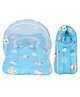 Babytoons Baby Mattress with Mosquito Net & Sleeping Bag Combo Bedding Set (0-6 Months) Blue