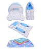 Babytoons Baby Bedding Combo Mattress with Net | Sleeping Bag | 4 Pcs Gaddi Set | 4 Waterproof Sheets (0-6 Months) Blue