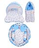 Babytoons Baby Bedding for New Born Mattress with Mosquito Net Sleeping Bag & Baby Nest Bed (0-6 Months) Blue