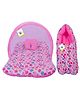 Babytoons Baby Bedding Set New Born Mattress with Mosquito Net & Sleeping Bag (0-6 Months, Pink)