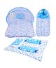 Babytoons Baby Bedding Combo Mattress with Net | Sleeping Bag | 4 Pcs Gaddi Set (0-6 Months) Blue