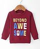 Bodycare  Terry Knit Full Sleeves T-Shirt with Text Print - Maroon