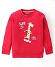 Bodycare Interlock Knit Full Sleeves T-Shirt with Giraffe & Text Print - Red