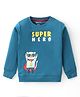 Bodycare Interlock Knit Full Sleeves T-Shirt with Bear & Text Print - Blue