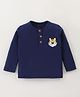 Bodycare Cotton Knit Full Sleeves T-Shirt With Tiger Print - Navy Blue