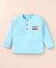 Bodycare Cotton Knit Full Sleeves Text Printed T-Shirt - Aqua Blue
