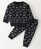 Bodycare Cotton Knit Full Sleeves Night Suit With Vehicles Print - Black