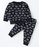 Bodycare Terry Knit Full Sleeves Night Suit with Vehicle Print - Black