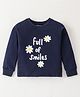 Bodycare Single Jersey Knit Full Sleeves T-Shirt with Floral & Text Print - Navy Blue