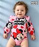 Babyhug Disney Interlock Knit Full Sleeves Onesie with Minnie Mouse Graphics & Frill Detailing - Pink