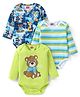 Babyhug 100% Cotton Knit Full Sleeves Onesies Bear Print Pack of 3- Navy & Green
