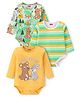 Babyhug 100% Cotton Knit Full Sleeves Onesies with Striped & Animal Print Pack of 3 - Yellow & Green