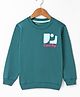Doreme Terry Knit Full Sleeves Sweatshirt With Text Print - Teal Blue
