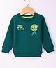 Doreme Fleece Knit Full Sleeves Sweatshirt with Text & Game Controller Print - Dark Green