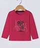 Doreme Cotton Knit Full Sleeves T-Shirt With Los Angeles Print - Dark Pink