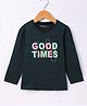 Doreme Cotton Knit Full Sleeves T-Shirt With Text Print - Dark Green