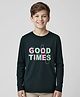 Doreme Cotton Knit Full Sleeves T-Shirt With Text Print - Dark Green