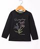 Doreme Cotton Knit Full Sleeves T-Shirt With Floral Print - Black
