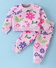 Doreme Cotton Knit Full Sleeves Floral Printed Top & Lounge Pants Co-Ord Set - Light Pink