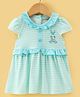Doreme Single Jersey Half Sleeves Frock with Frill Detailing & Bunny Print - Sea Green