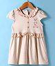 Doreme Single Jersey Half Sleeves Frock with Frill Detailing & Bunny Print - Light Peach