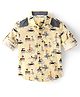 INFINITY Poplin Cotton Full Sleeves Vehicles & Animals Printed Shirt - Yellow