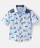 INFINITY Poplin Cotton Full Sleeves Vehicles & Animals Printed Shirt - Light Blue