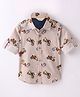 INFINITY Poplin Cotton Full Sleeves Vehicles Printed Shirt - Peach