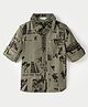 INFINITY Twill Cotton Full Sleeves Abstract Printed Shirt - Olive