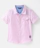 INFINITY Cotton Slub Half Sleeves Striped Shirt - Pink