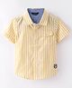 INFINITY Cotton Slub Woven Half Sleeves Striped Shirt - Yellow