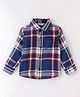 INFINITY Indigo Herringbone Twill Full Sleeves Checked Shirt - Navy Blue