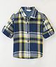 INFINITY Indigo Herringbone Twill Full Sleeves Checked Shirt - Navy Blue
