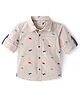 INFINITY Peach Poplin Cotton Full Sleeves Dinosaur Printed Shirt - Beige