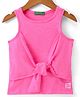 UCB Cotton Knit Sleeveless Solid Color Top Tie Knot Design - Neon Pink