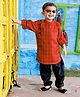 BAD BOYS Full Sleeves Checked Kurta With Solid Pyjama Set - Rust