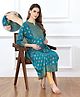 Bella Mama Woven  Three Fourth Sleeves Maternity Kurta With Kolka Print- Blue