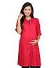 Kriti Solid Colour Three Fourth Sleeves Maternity Nursing Kurti - Pink