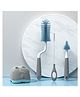 R for Rabbit Hygo Care Teddy Baby Bottles Cleaning Brushes 360° Rotatable, Feeding Bottle Nipple & Straw Cleaner Set with Anti Slip Handle, Easy To Clean Corner, BPA-Free Silicone Bristles(Grey Blue)