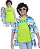 OLLINGTON ST Rayon Woven Full Sleeves Beach Theme & Text Printed Shirt with T-Shirt - White & Neon Green