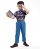 Ollington St. 100% Cotton Woven Full Sleeves Tropical & Animal Printed Shirt With Twill Pants & Suspender - Black