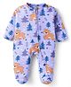 Babyhug Cotton Knit Full Sleeves Sleep Suit With Bear Print - Purple