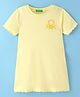 UCB Cotton Knit Half Sleeves Solid Colored Frock With Logo Embroidery - Yellow