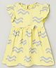 The Boo Boo Club 100% Cotton Jersey Frill Sleeves Abstract Printed Dress - Yellow
