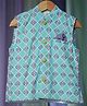 Love The World Today Cotton Sleeveless Floral Printed Nehru Jacket - Blue