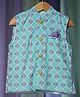 Love The World Today Cotton Sleeveless Checked Ethnic Motifs Printed Nehru Jacket - Blue