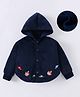 Kookie Kids Full Sleeves Hooded Shrug With Vehicle Embroidery - Navy Blue