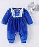 Kookie Kids Full Sleeves Winter Wear Romper with Bow Applique - Blue